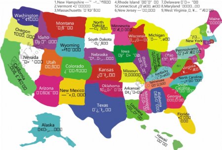 美国地图矢量素材