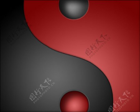 高清2D红黑太极圆盘背景图片