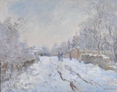 SnowSceneatArgenteuil1875法国画家克劳德.莫奈oscarclaudeMonet风景油画装饰画