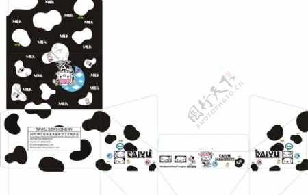 韩国卡通文具包装牛奶图片