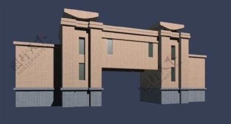 模型建筑max入口大门图片