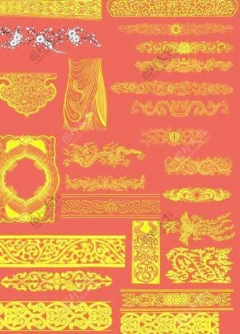 中国古代花纹花边矢量图案集