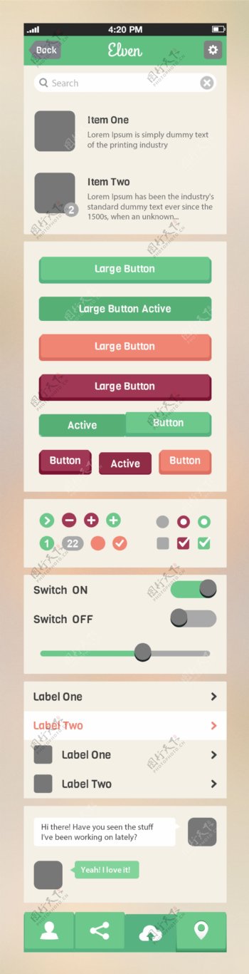 手机简洁按钮素材UI设计素材