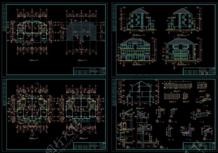 并联别墅cad源文件