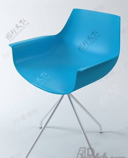 3D蓝色扶手椅模型