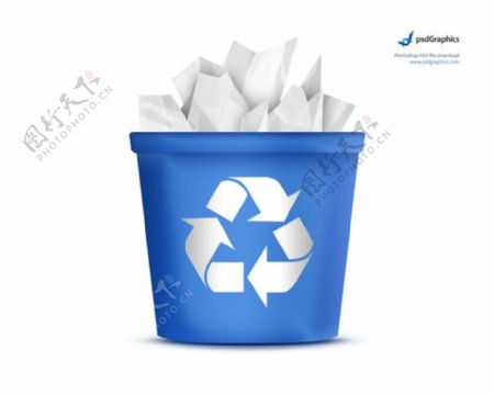 循环回收环保垃圾桶psd素材