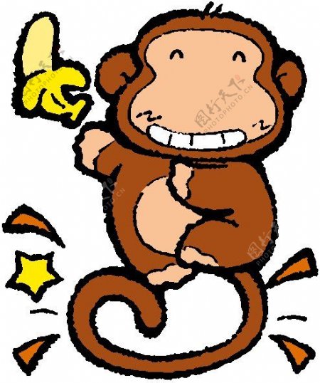 位图动物猴子水果可爱卡通免费素材