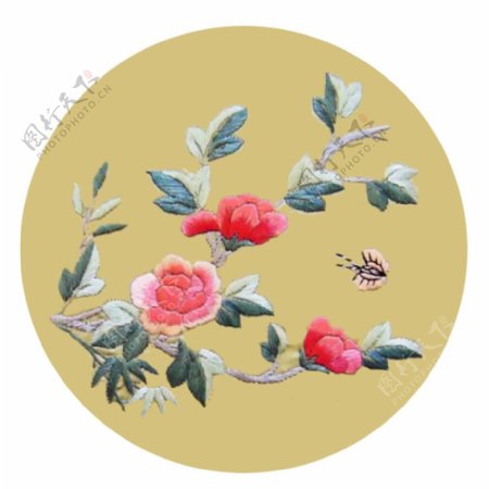 绣花中国风植物花朵免费素材