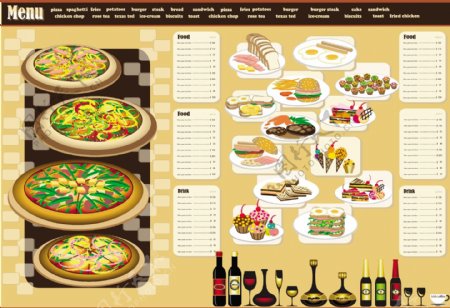 西餐厅菜单模板矢量素材