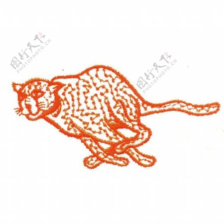 绣花动物花纹色彩橙色免费素材