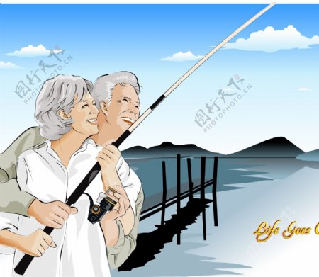 钓鱼的老夫妻
