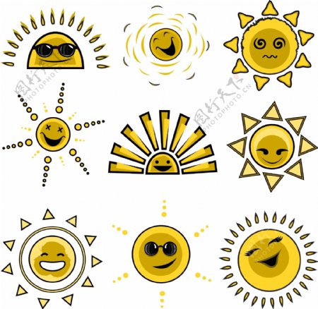 卡通太阳表情矢量素材