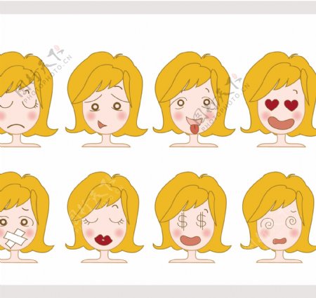 8款卡通女孩表情