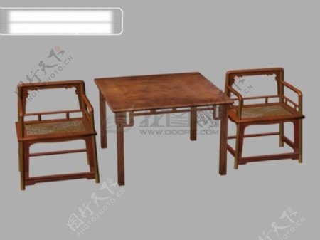3d简约古典木质桌椅