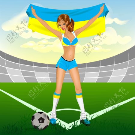 乌克兰足球的女孩免费矢量
