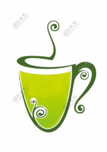 绿色健康茶杯PSD