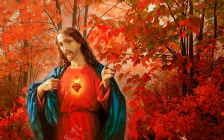 红叶耶稣图片