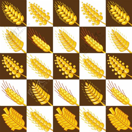 矢量形态各异的小麦图案