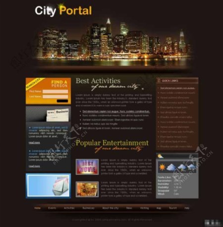 都市信息夜景网页模板
