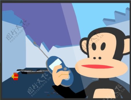 位图动物大嘴猴遥控器色彩免费素材