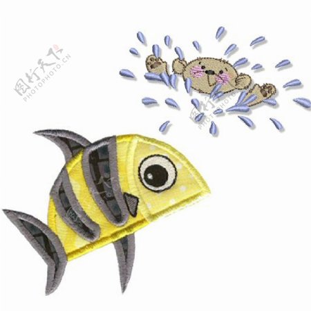 贴布动物鱼海洋生物卡通免费素材