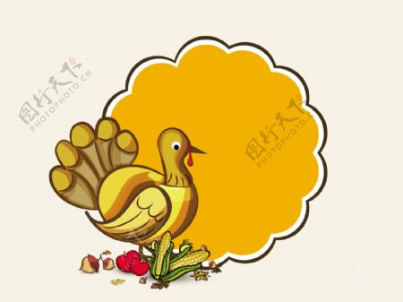 快乐的庆祝感恩节的火鸡的鸟与美丽的概念抽象的背景