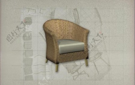 酒店风格家具椅子A0183D模型