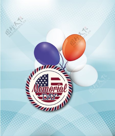 徽章和气球纪念日的矢量插图
