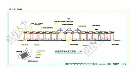 建施长廊立面cad图纸