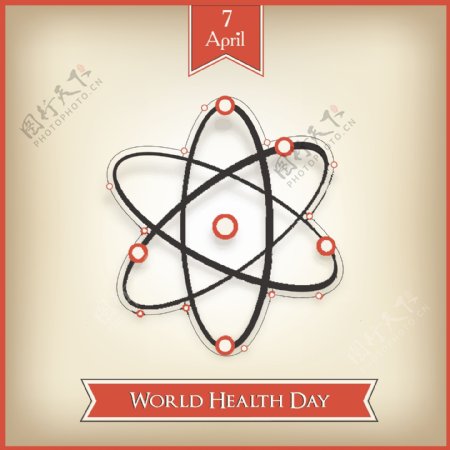 摘要世界卫生日的概念与棕色的背景分子