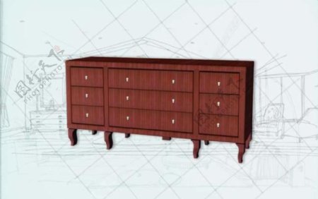 国际主义家具柜子0183D模型