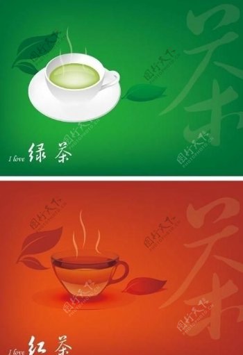 红茶绿茶图片