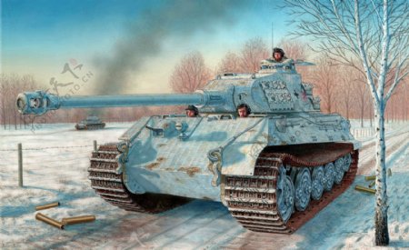 二战德国虎王坦克高清油画