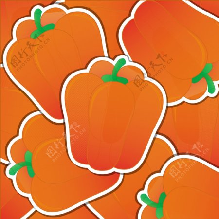 矢量格式的橙色辣椒标签卡