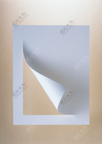 纸张素材一张白纸割开一角卷起