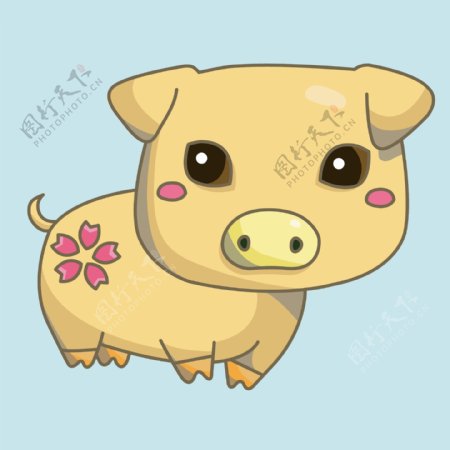 印花矢量图t恤图案图文结合卡通动物猪免费素材