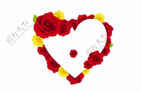 红黄玫瑰花组成的心形