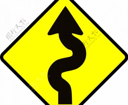 曲折的道路警示标志矢量图像