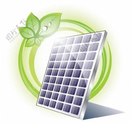 绿叶太阳能板图片