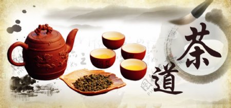 中国风茶文化茶道海报