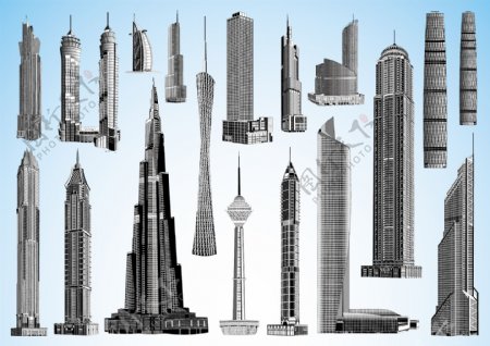 世界著名的高层建筑矢量