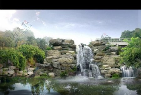 公园水景设计瀑布图片