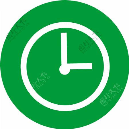 绿色背景钟表图标
