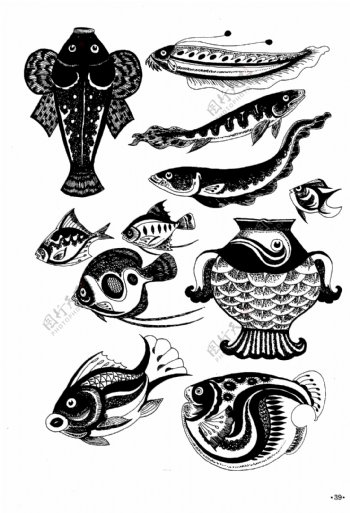 现代装饰动物图案鱼类图片