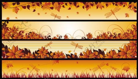 4个美丽的秋天的banner矢量素材