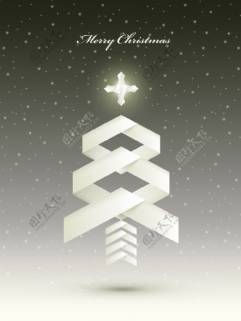 白色折纸圣诞树矢量素材.