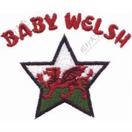 绣花英文babyWelsh红色火龙免费素材