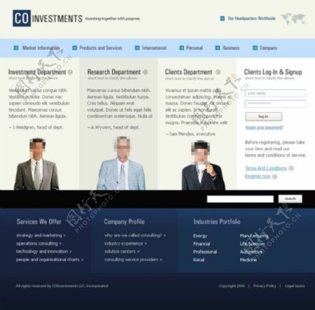 蓝色商务网站设计模板下载