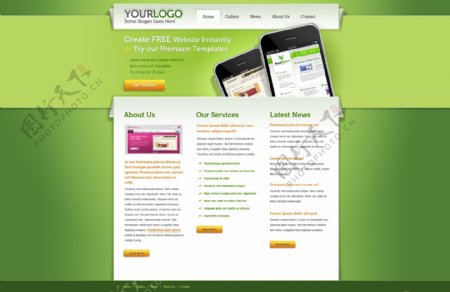 绿色风格手机商务网站设计PS