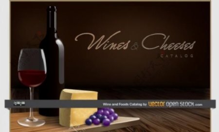 黑暗的丰富的葡萄酒和奶酪向量